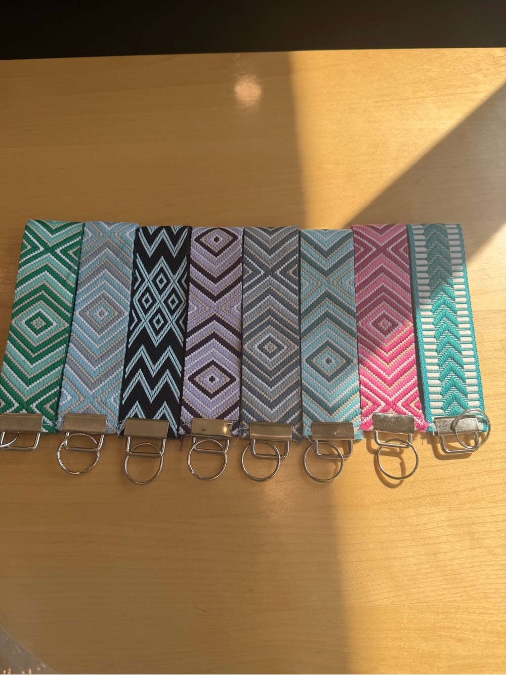 Patterned Woven Wristlet Key & Card Holder - Blue, Teal, Pink Options
